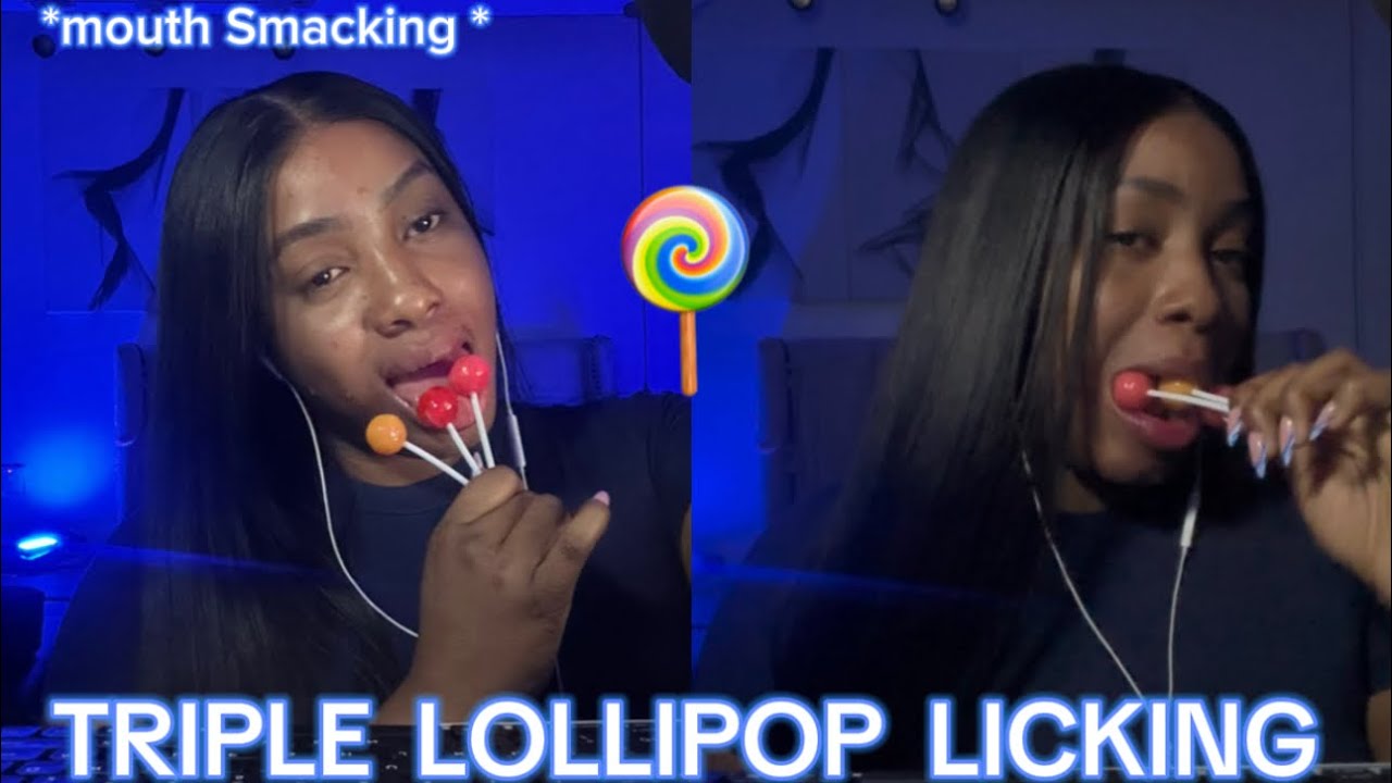 ASMR Triple Flavored Lollipop 🍭 Licking & Eating Sounds,Mouth Smacking With Lollipop all at once