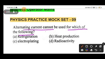 WBP Wireless Operator Mains Physics Mock Test 9 | Wireless operator physics class | By Nitish #wbp