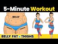 5 minute belly fat  thighs workout to lose weight at home fast  standing exercise for flat stomach