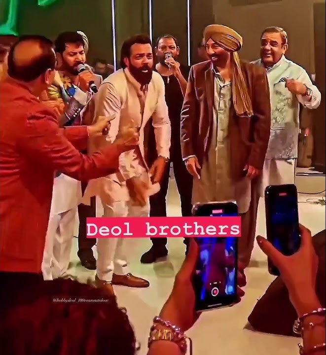 #bobbydeol & #sunnydeol seen singing and dancing on stage at #karandeol's #sangeetceremony #shorts