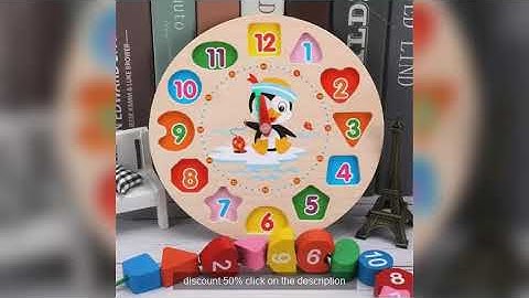 Montessori Children Clock Puzzle Cartoon Animals Tangram Cognitive Numbers Clock Early Learning Thre