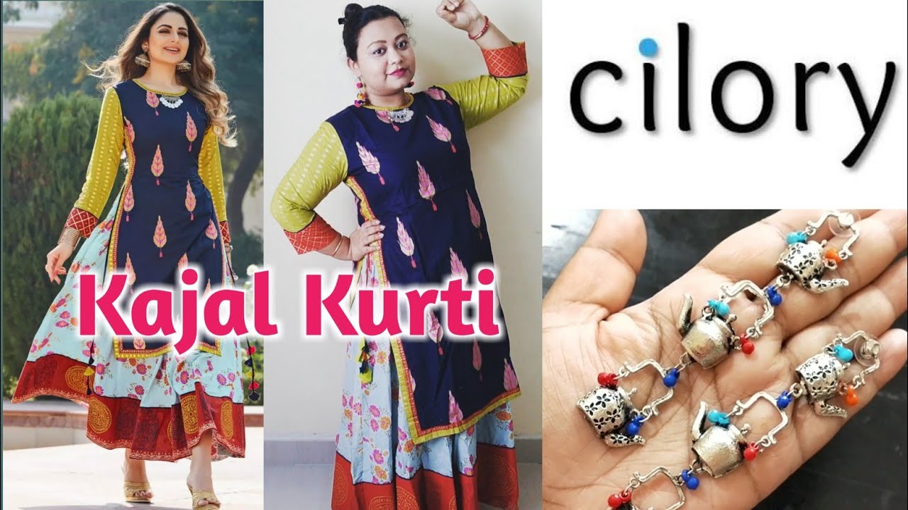 Kajal Style Srug vol 1 Cotton Classy Foil Print Long Gown Kurti With Shrug