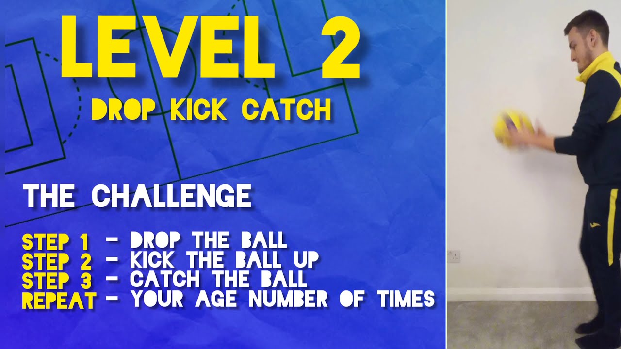 Soccer Challenge Level 2 - Drop Kick Catch. Football Fitness - YouTube