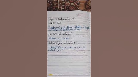 Kv class 7 maths learners diary. Chapter=2 Fractions and Decimals .