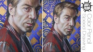 картинка: Как рисовать Портрет цветными карандашами / Javier Bardem Portrait Drawing