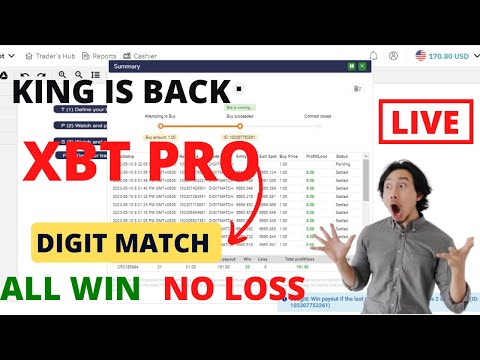 Digit Match Binary Bot Live || XBT PRO Live Running || No Loss || 10$ To 155$