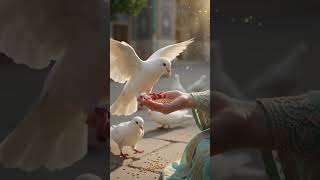 🕊️ Soft hands, gentle birds, and a peaceful heart in a sacred space of tranquility. 🌿🤍 #viralvideo