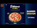 Food Banner Design | Illustrator Tutorial | Social Media Post Template | MAK Visuals