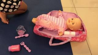 Baby Carrier and Feeding Accessories for New Baby Doll | Toy Review You & Me Doll