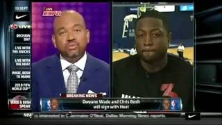 July 07, 2010 - ESPN - Dwyane Wade and Chris Bosh announce They are Headed to Miami Heat