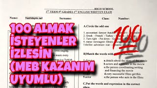 9.Sınıf İngilizce 1.Dönem 1.Yazılı