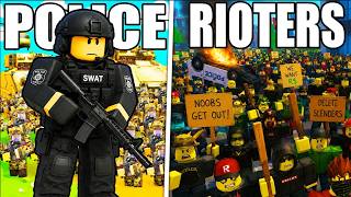 I built a Police ARMY vs ROBLOX RIOTERS in Mini Wars!