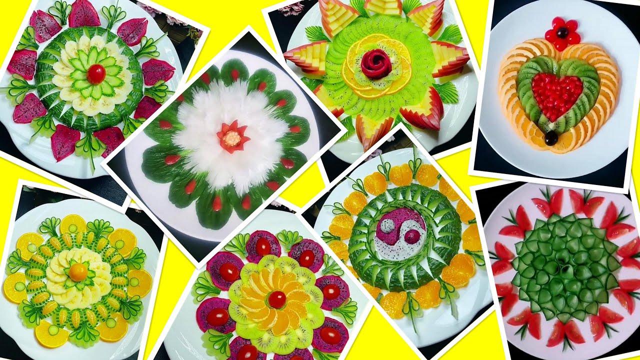 8 Sorten Obst/Gemüseteller für Weihnachten und Silvester 2022. Schönes Obst Schneiden für das Fest.
