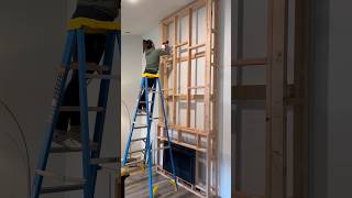 DIY fireplace framing for living room renovation! #framing #fireplace #diyfireplace #livingroomdecor
