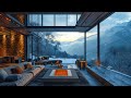 Warm winter with relaxing jazz music  smooth jazz in the luxurious living room space with fireplace