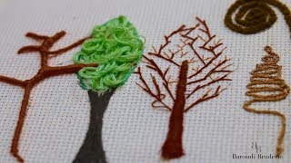 Hand embroidery Designs  I  Trees Basic stitches  I Hand embroidery for Beginners IPART 3