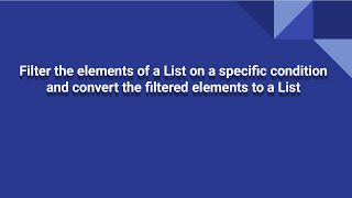 Filter the elements of List and convert the filtered elements to List | One-liner Java Code #shorts