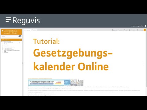 Tutorial Gesetzgebungskalender Online von Reguvis