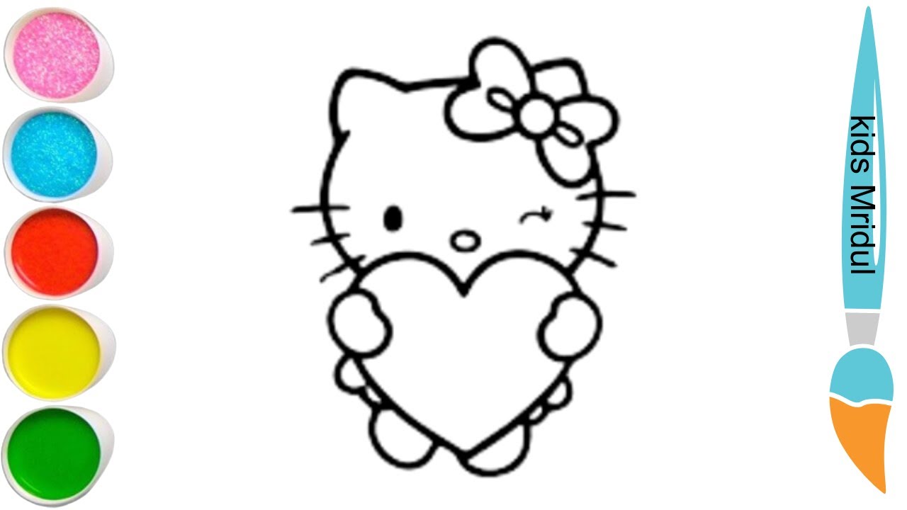 Draw & Color Hello kitty And Fish Love for Kids || Hello kitty Love ...