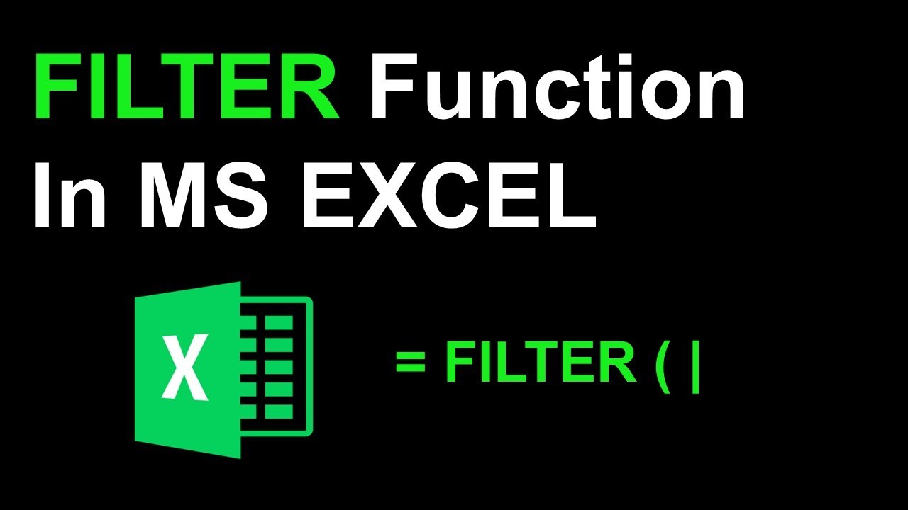 FILTER Function in MS Excel - YouTube