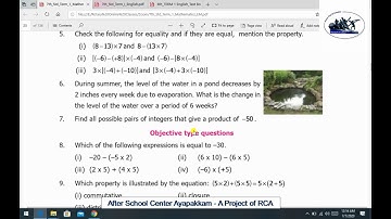 Rotary Club of Ambattur Class 7 Maths Chapter 1 Integer Ex 1:4 &1:5 Examples