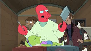 Futurama: Dr. zoidberg performing an emergency surgery on Mandy.