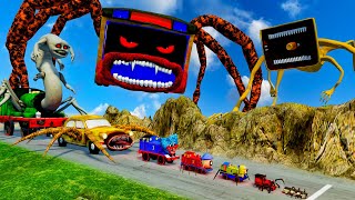 ALL MONSTERS Big & Small Cars vs Downhill Madness with BUS EATER & MEGAHORN | BeamNG.Drive