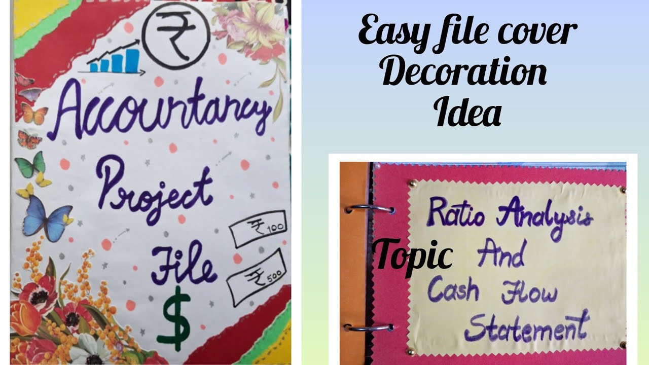 Easy file cover decoration ideas / how to make accountancy project file ...