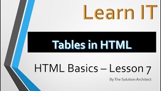 Learn IT: HTML Basics Lesson 7. (TABLES in HTML)