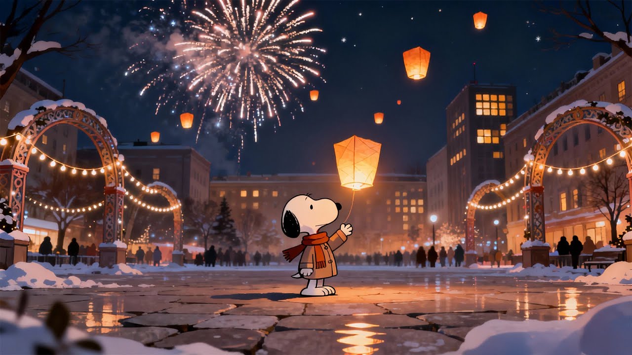 Snoopy Enjoying New Year Night  🎆 Cozy Lofi for Relax, Study