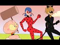 Mongo e Drongo com Miraculous Ladybug e Cat Noir - desenho animado paródia de Miraculous ladybug
