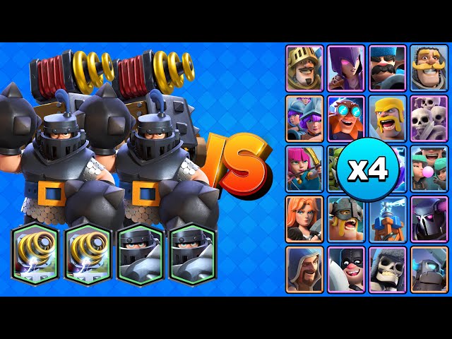 2 MEGACABALLEROS + 2 CHISPITAS vs TODAS LAS CARTAS X4 | Clash Royale class=