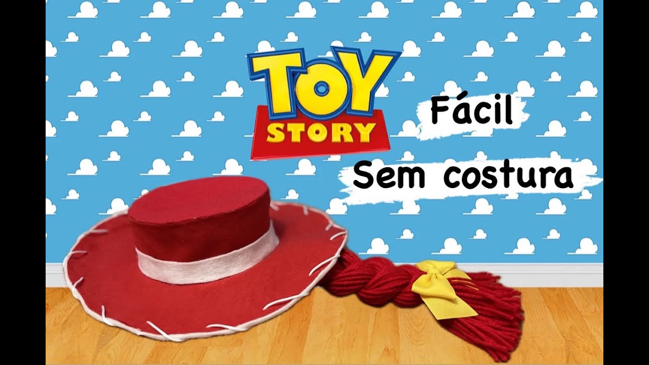 DIY CHAPÉU JESSIE TOY STORY em feltro com trança em lã sem costura