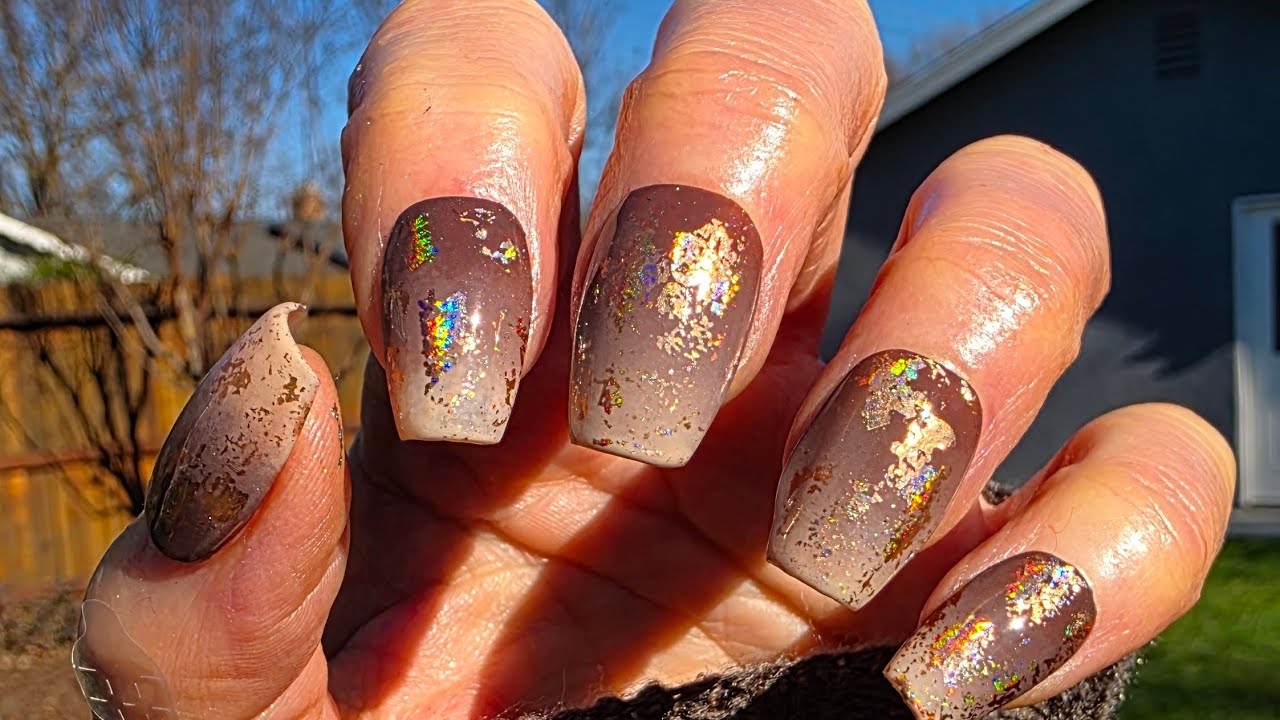 Triple Ombre Gel Nails with Foil Accents using Bling Galleria Gels