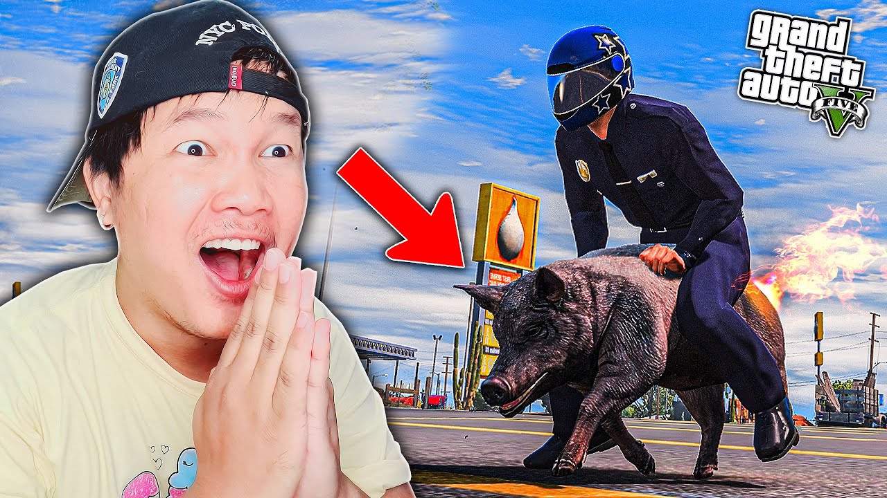 អស្ចារ្យណាស់! បងធំភ្នំពេញជិះជ្រូកដេញចាប់ចោរ! - GTA 5 Remastered Police Michael Part 2 Funny Cambodia