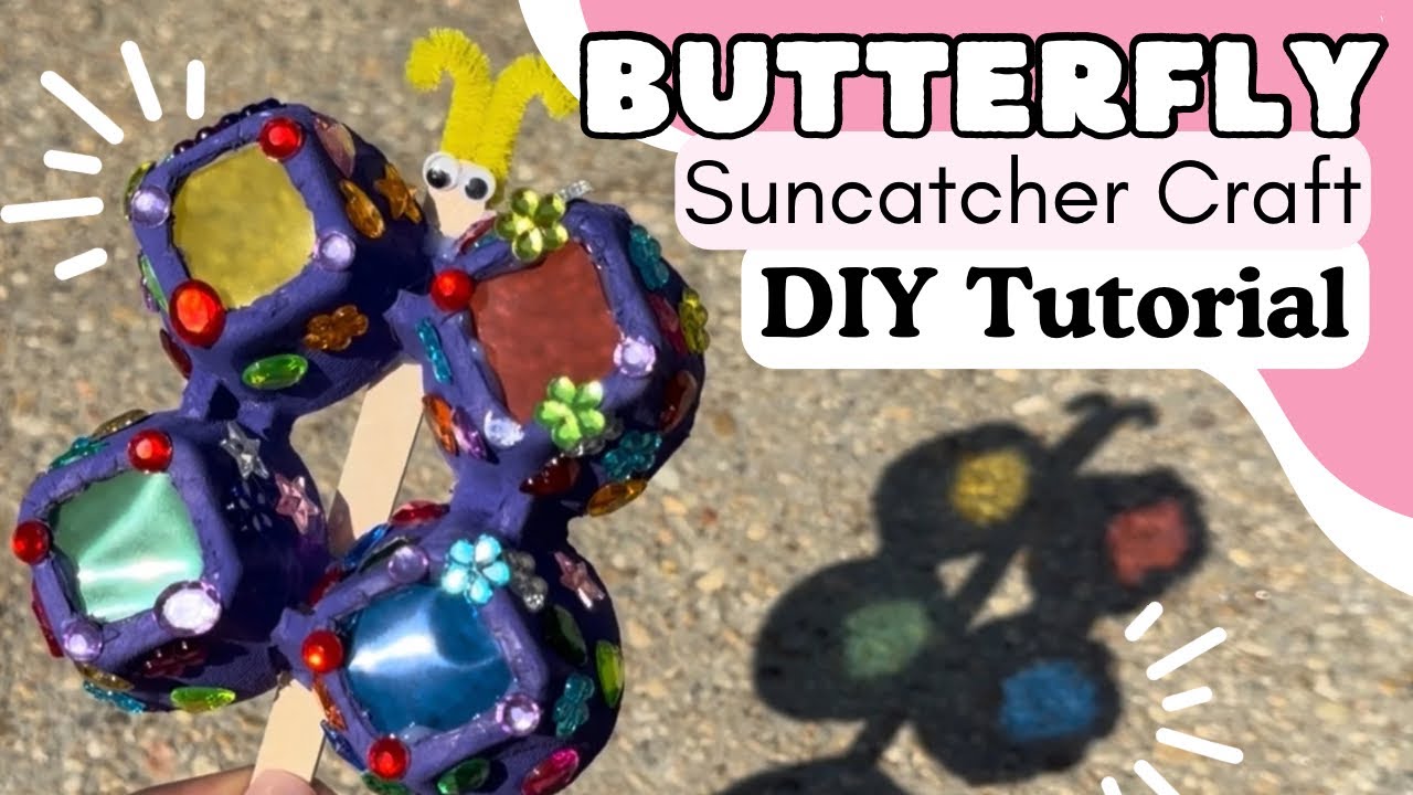 DIY Butterfly Suncatcher Craft Tutorial - Egg Carton Crafts to Make with Kids