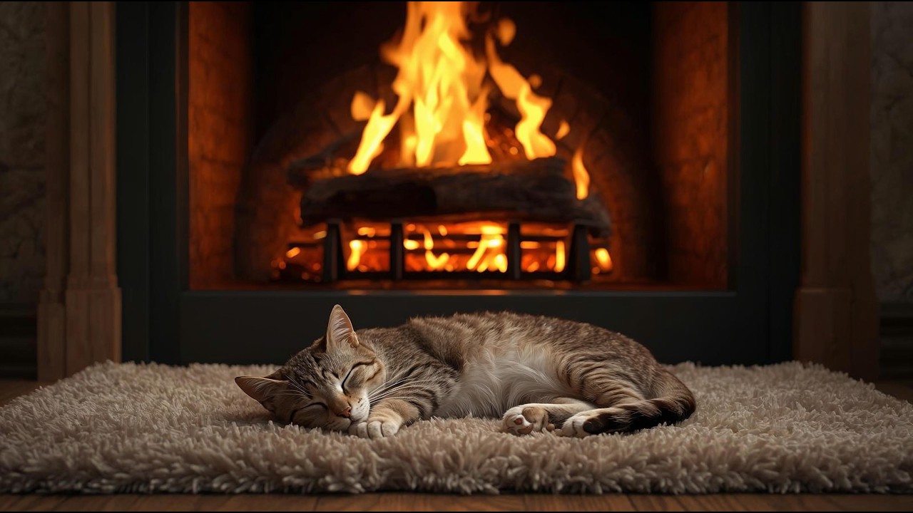 FIRESIDE DREAMS WITH A COZY CAT – RELAXING MUSIC FOR QUIET MOMENTS