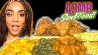 ASMR MUKBANG | *SOULFOOD* Fried Chicken Wings, Macaroni & Cheese, Collard Greens & Candied Yams