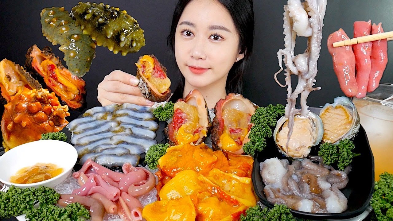 МУКБАНГ Морской Огурец, Морской Ананас, Сырой Осьминог, Ложка Червь🥳 | MUKBANG | АСМР | EATING SHOW