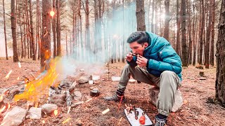 Relaxing Solo Camping In Nature | Delicious Chicken Kebab In The Forest