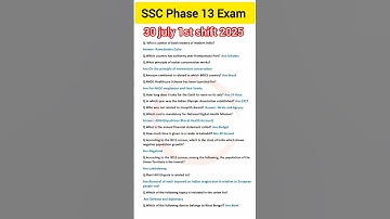 30 july 1st shift SSC phase 13 exam review 2025| SSC Phase 13 Paper Analysis today #ssc#gk#yt#shorts
