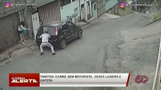 Veja vídeo: carro sem motorista desce ladeira e capota