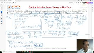 Lecture 115 Problem Solved on Flow Through Pipes or Loss of Energy by using #Darcy & #Chezy Equation