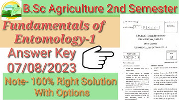 ➡️Answer key ⬅️B.Sc Ag 2nd Semester Fundamentals of Entomology- 1 Full Solution Paper 07/08/2023