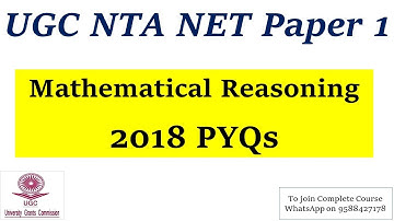 Mathematical Reasoning | PYQs of 2018 | UGC NTA Paper 1 2022