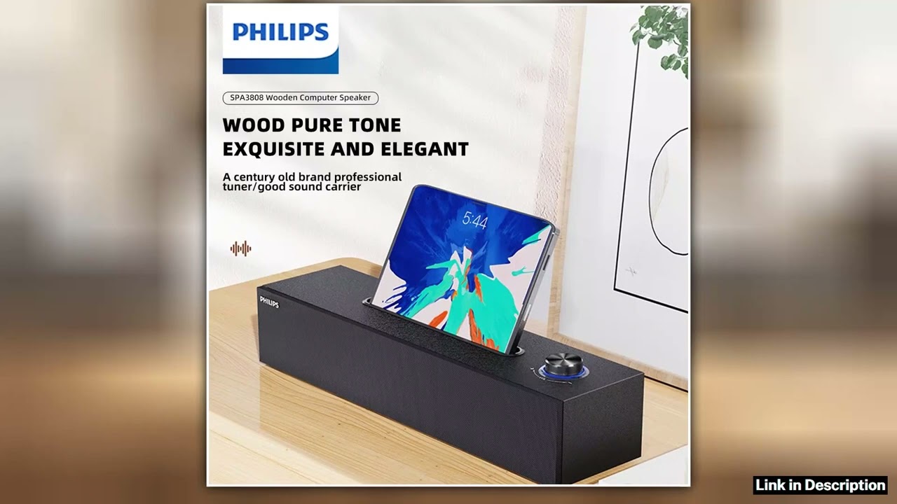 Philips SPA 3808 SoundBar Features a Simple Wood Grain Design HIFI Sound Quality 3D Audio Effect
