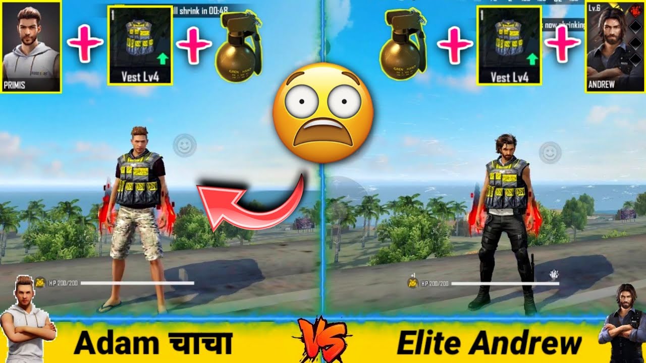ELITE ANDREW VS ADAM FULL ABILITY TEST IN FREE FIRE