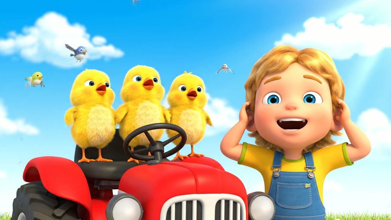 Три цыпочки катаются на фермерском трактор