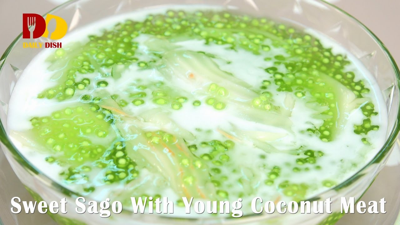 Sweet Sago With Young Coconut Meat | Thai Dessert | Sa Koo Ma Prao On | สาคูเปียกมะพร้าวอ่อน