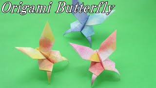 【折り紙　蝶】とっても可愛いちょうちょの折り方、一枚折り / How to make an origami butterfly【音声解説つき】/かんたん折り紙チャンネル